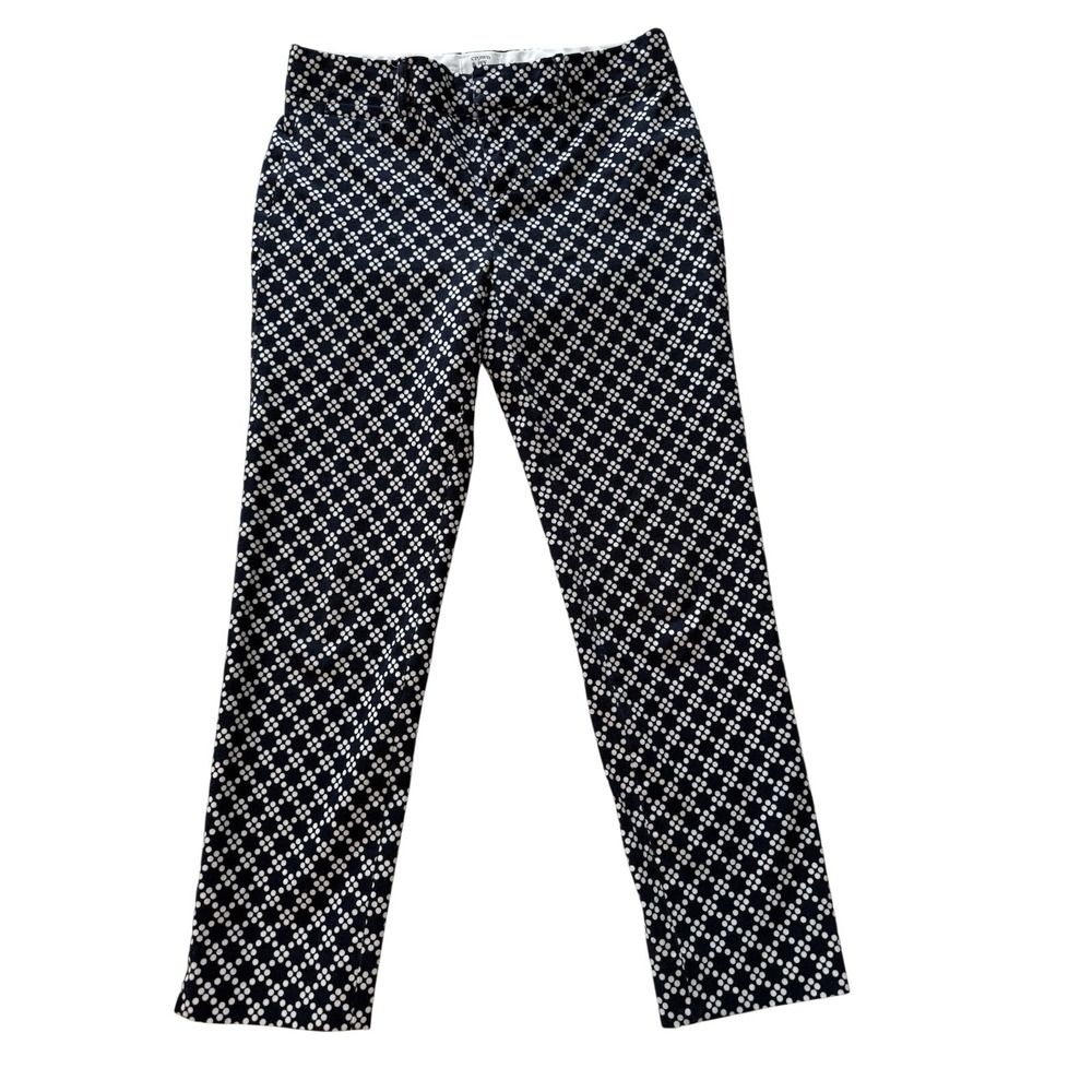 Crown &‎ Ivy Black Charlotte Ankle Pants Petite 4P Navy White Patterned